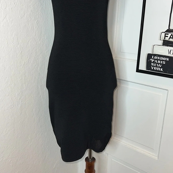 Maje Sheer Black Short Sleeve Bodycon Dress Size 1/S - Picture 6 of 10